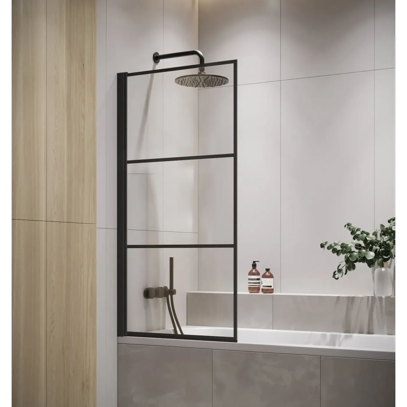 Badplaats Badwand Berkan 60 X 140 Cm - Zwart Met Strepen - Nano Coating