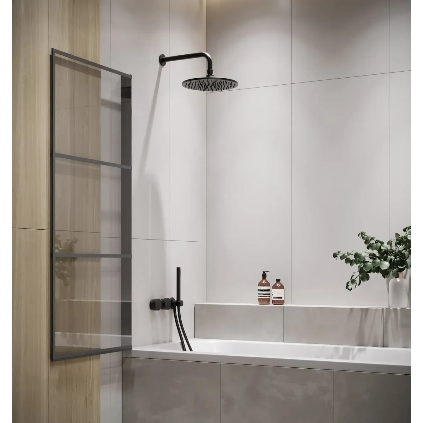 Badplaats Badwand Berkan 60 X 140 Cm - Zwart Met Strepen - Nano Coating