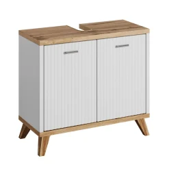 Badplaats Wastafelkast Colima 60 X 28 X 54 Cm - Wit Met Eiken