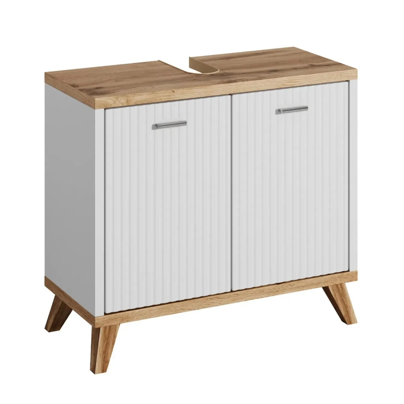 Badplaats Wastafelkast Colima 60 X 28 X 54 Cm - Wit Met Eiken