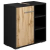 Badplaats Wastafelkast Neptunus 60 X 28 X 60 Cm - Mat Zwart Met Eiken
