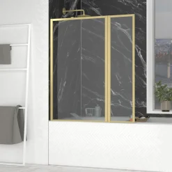 Aurlane Badwand met Draaibaar Paneel 70+30x130cm - Geborsteld Goudkleurige Afwerking - GOLDEN EDGE