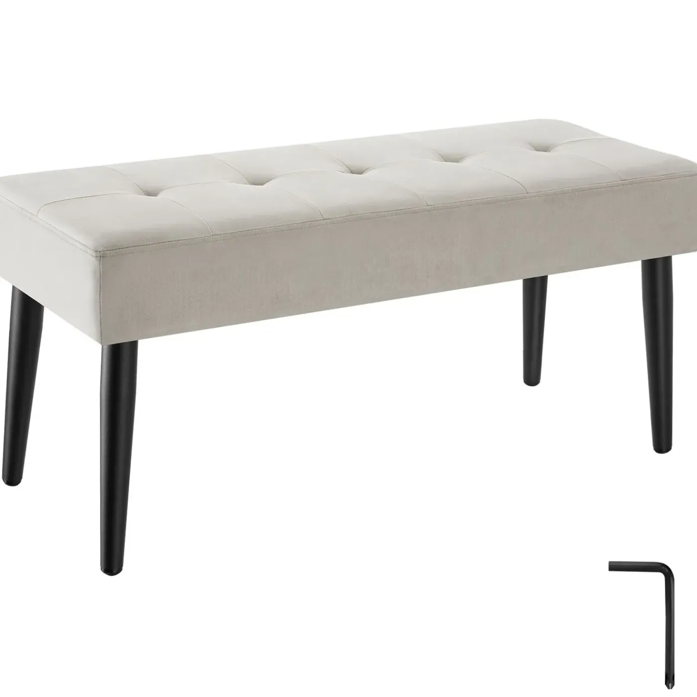 Tectake Bankje Met Fluwelen Bekleding - Taupe - Stalen Poten - 95x38x45 Cm - Zacht Gestoffeerd