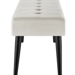 Tectake Bankje Met Fluwelen Bekleding - Taupe - Stalen Poten - 95x38x45 Cm - Zacht Gestoffeerd