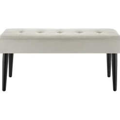 Tectake Bankje Met Fluwelen Bekleding - Taupe - Stalen Poten - 95x38x45 Cm - Zacht Gestoffeerd
