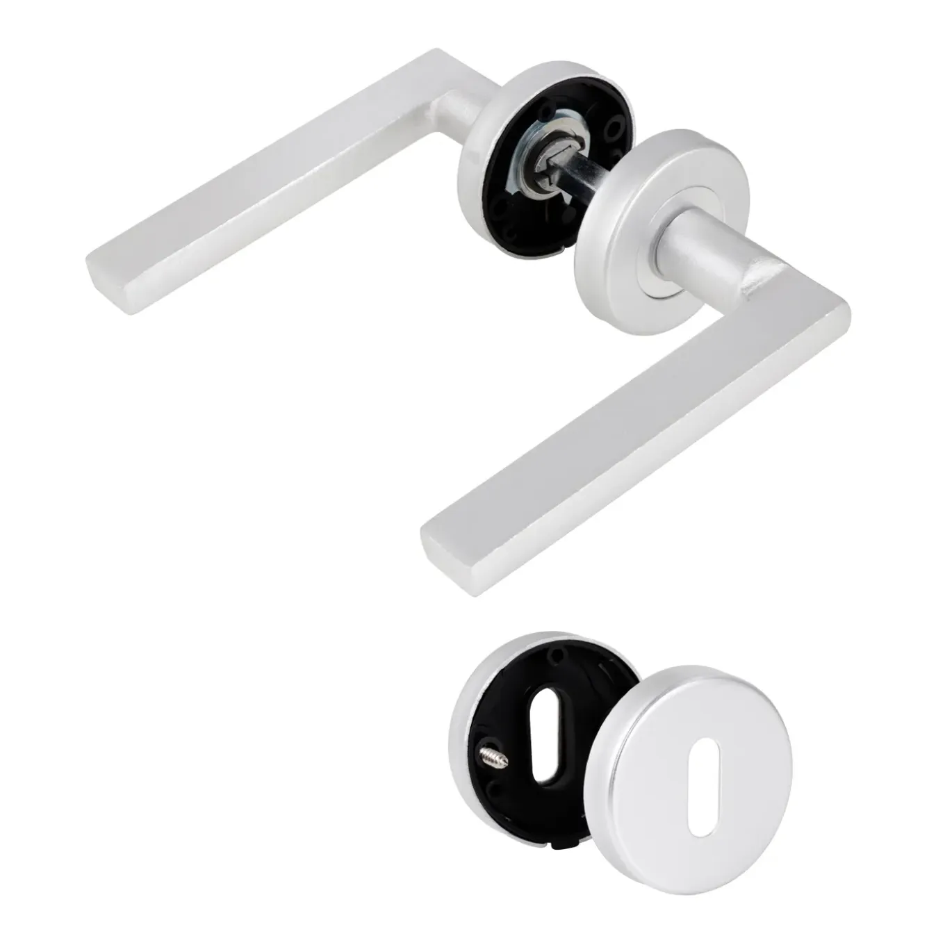 Baseline Deurkruk op Rozet Baseline - Aluminium - Zilver Geanodiseerd - 130 mm