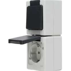 Baseline Dubbele Wandcontactdoos - Grijs - Opbouw - Spatwaterdicht