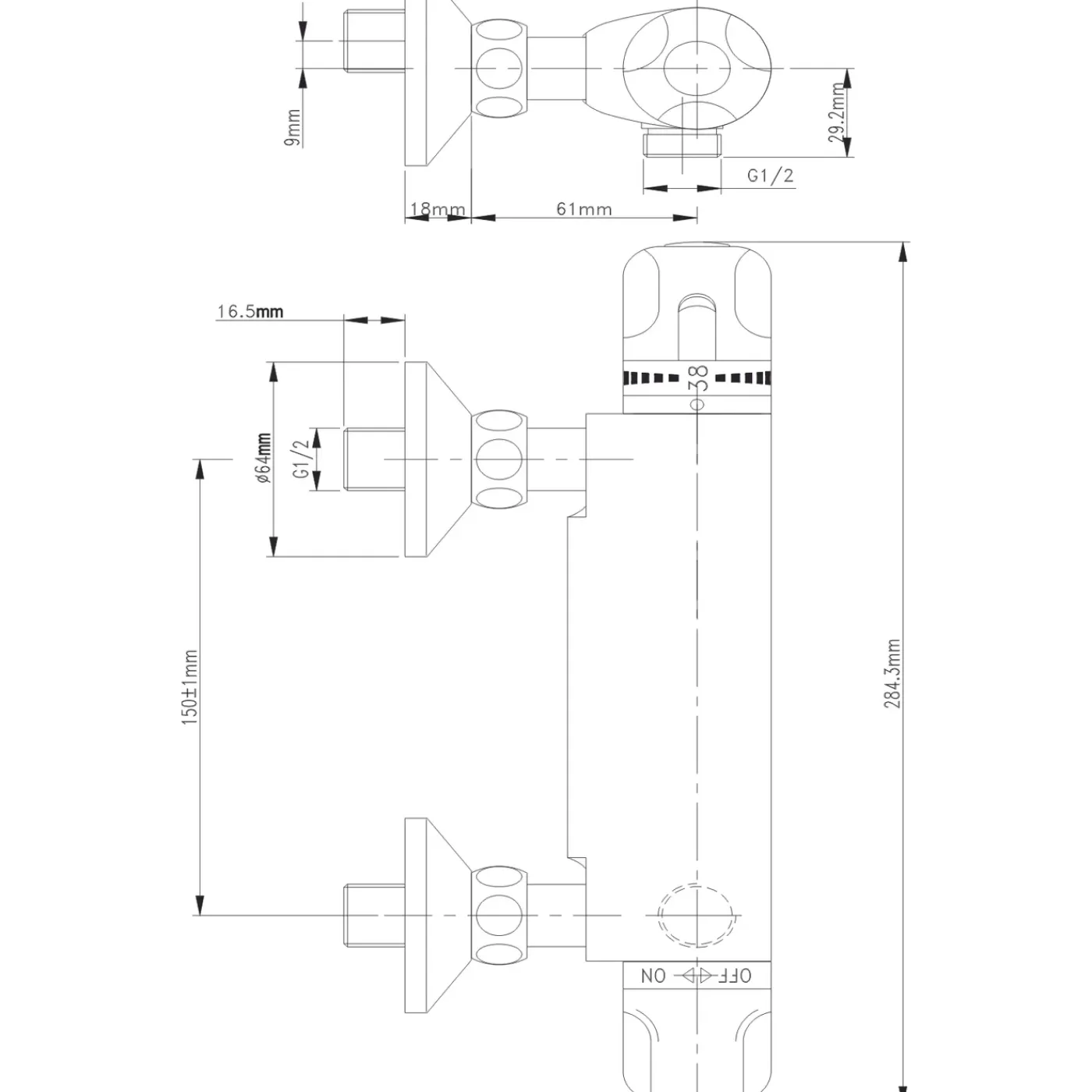 Baseline Thermostatische Douchekraan Oval - Chroom - 15 cm