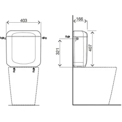 Baseline WC stortbak - Kunststof - 3/6L Tweeknops - 40,3x40,7x16,6cm