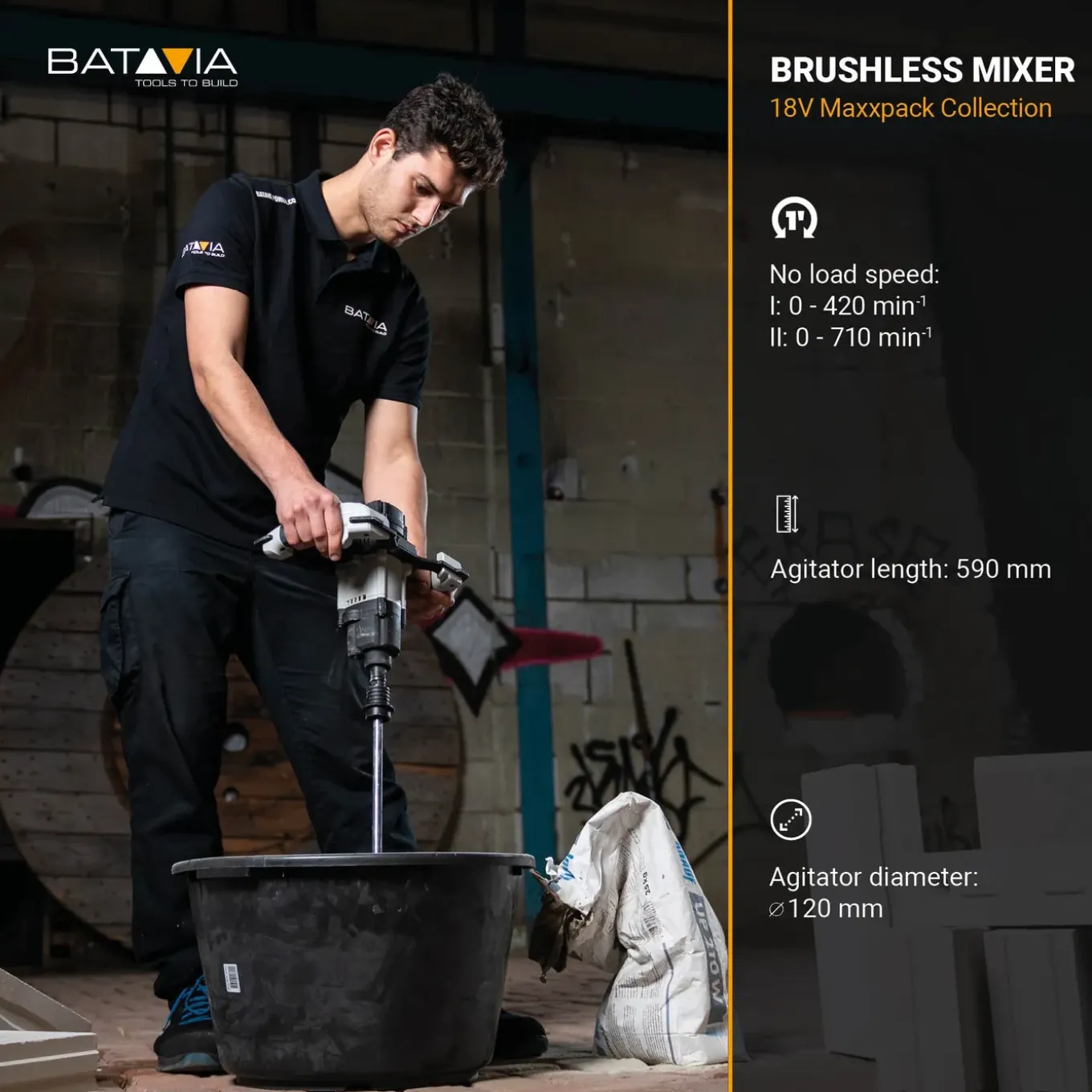 Batavia Accu 18v Mixer 120mm Brushless - Excl. Accu En Oplader - Maxxpack