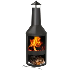 BBQ Collection Buitenhaard Met Schoorsteen En Houtopslag 134x44 -5cm Staal Zwart