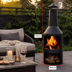 BBQ Collection Buitenhaard Met Schoorsteen En Houtopslag 134x44 -5cm Staal Zwart