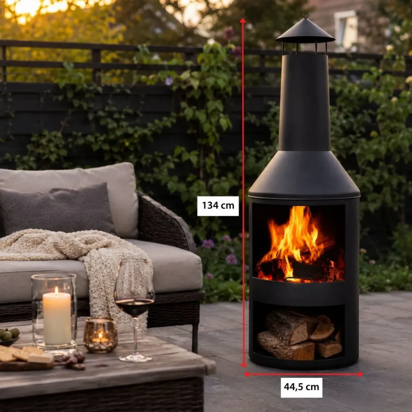 BBQ Collection Buitenhaard Met Schoorsteen En Houtopslag 134x44 -5cm Staal Zwart