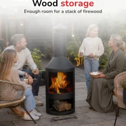 BBQ Collection Buitenhaard Met Schoorsteen En Houtopslag 134x44 -5cm Staal Zwart