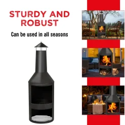 BBQ Collection Buitenhaard Met Schoorsteen En Houtopslag 134x44 -5cm Staal Zwart