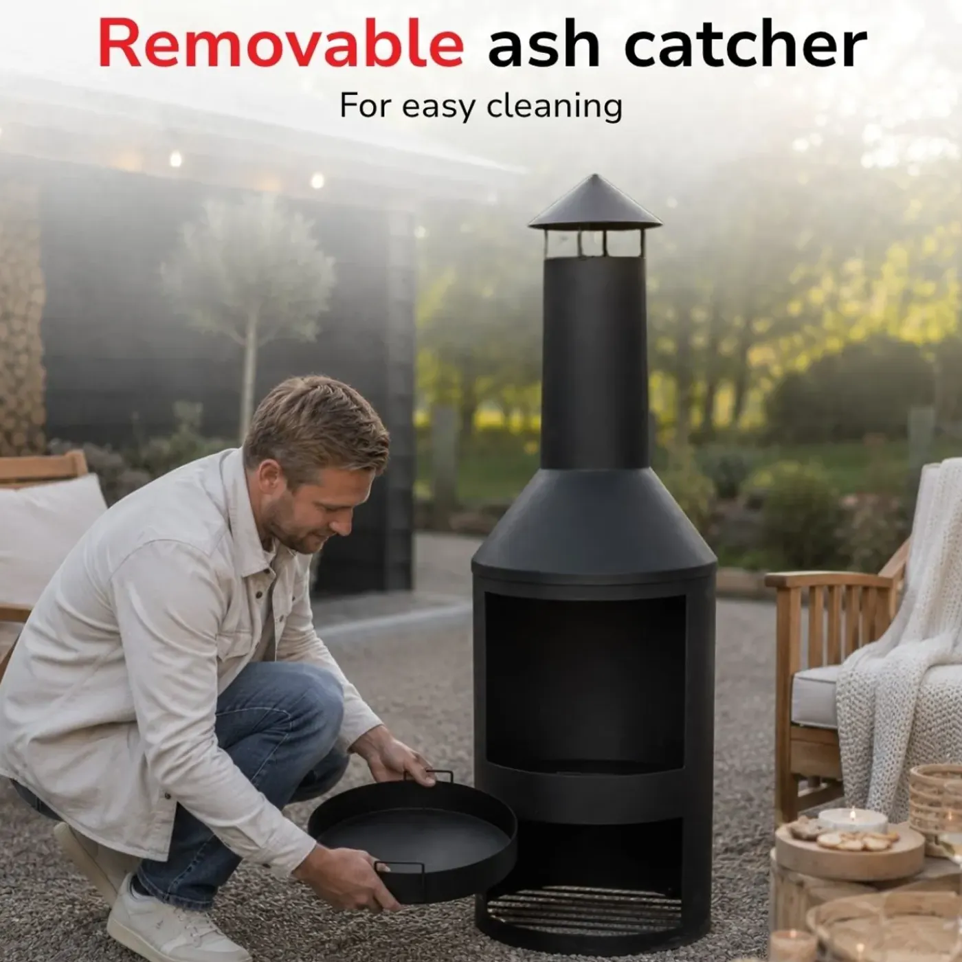 BBQ Collection Buitenhaard Met Schoorsteen En Houtopslag 134x44 -5cm Staal Zwart