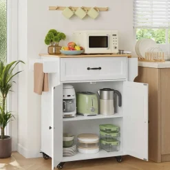 BEALIFE Keukenwagen Vergrendelbare Wielen Blad 1 Lade 2 Deuren 2 Niveaus Krui