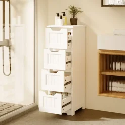 BEALIFE - Moderne Slaapkamer Ladekast 4 Lades - Mat Wit - Hout - 30x30x85 Cm