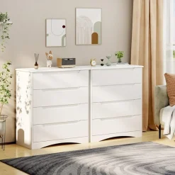 Bealife - Slaapkamer Ladekast 4 Lades - Wit - Moderne Stijl - Mdf - 71 X 40 X 82 Cm