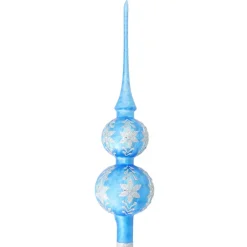 Krebs Bellatio Decorations Kerstboompiek - 1x - 30 Cm - Ijsbloem - Blauw