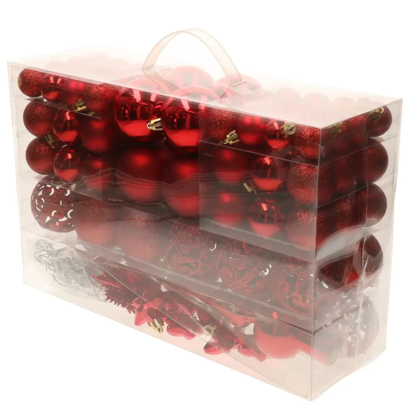 Bellatio Decorations Kerstballen Set - 110x - Rood - Kunststof