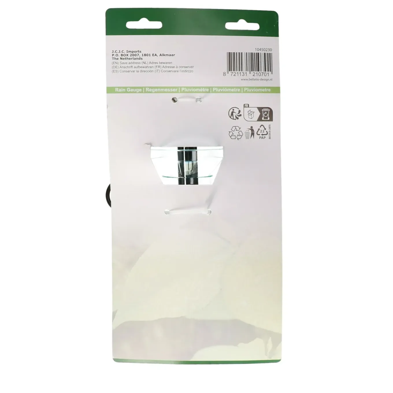 Bellatio Design Regenmeter - 75 Cm - Groen Met Zwart - Stevige Aardpin