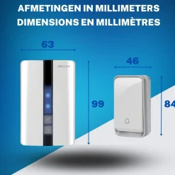 Bell4U - Draadloze deurbel - Geen batterijen meer nodig - Deurbelset met 2 ontvangers – Wit