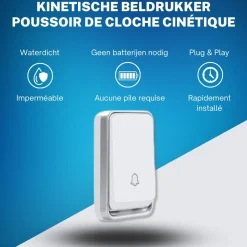 Bell4U - Draadloze deurbel - Geen batterijen meer nodig - Deurbelset met 2 ontvangers – Wit