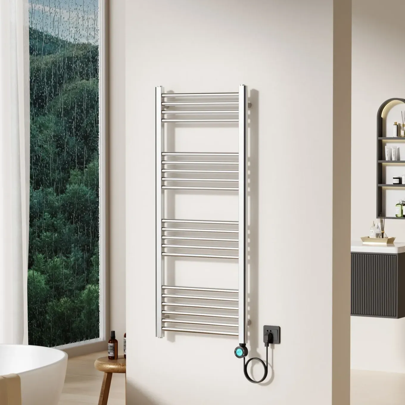 Belrad Elektrische Radiator 1200x500 Mm – 700w – Geborsteld Rvs – Smart Wifi