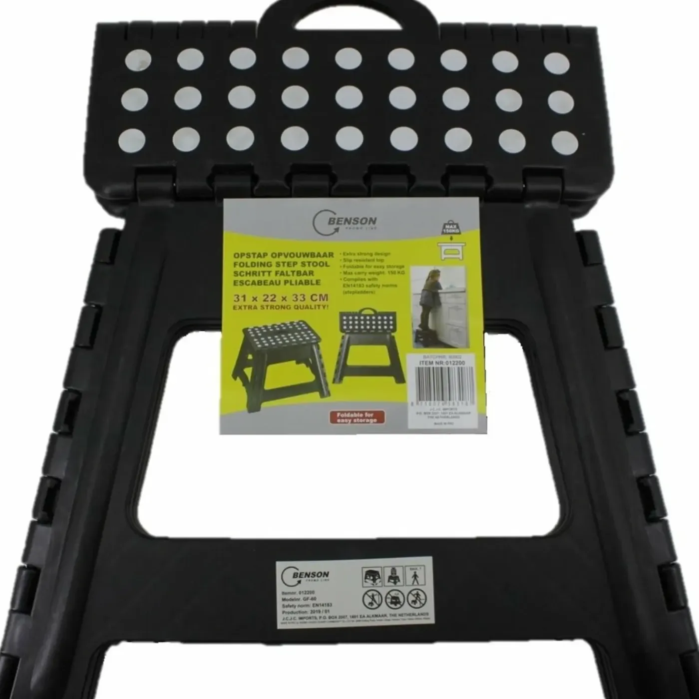 Benson Opstapkrukje - Opvouwbaar - Zwart - 31 X 22 Cm - 150 Kg