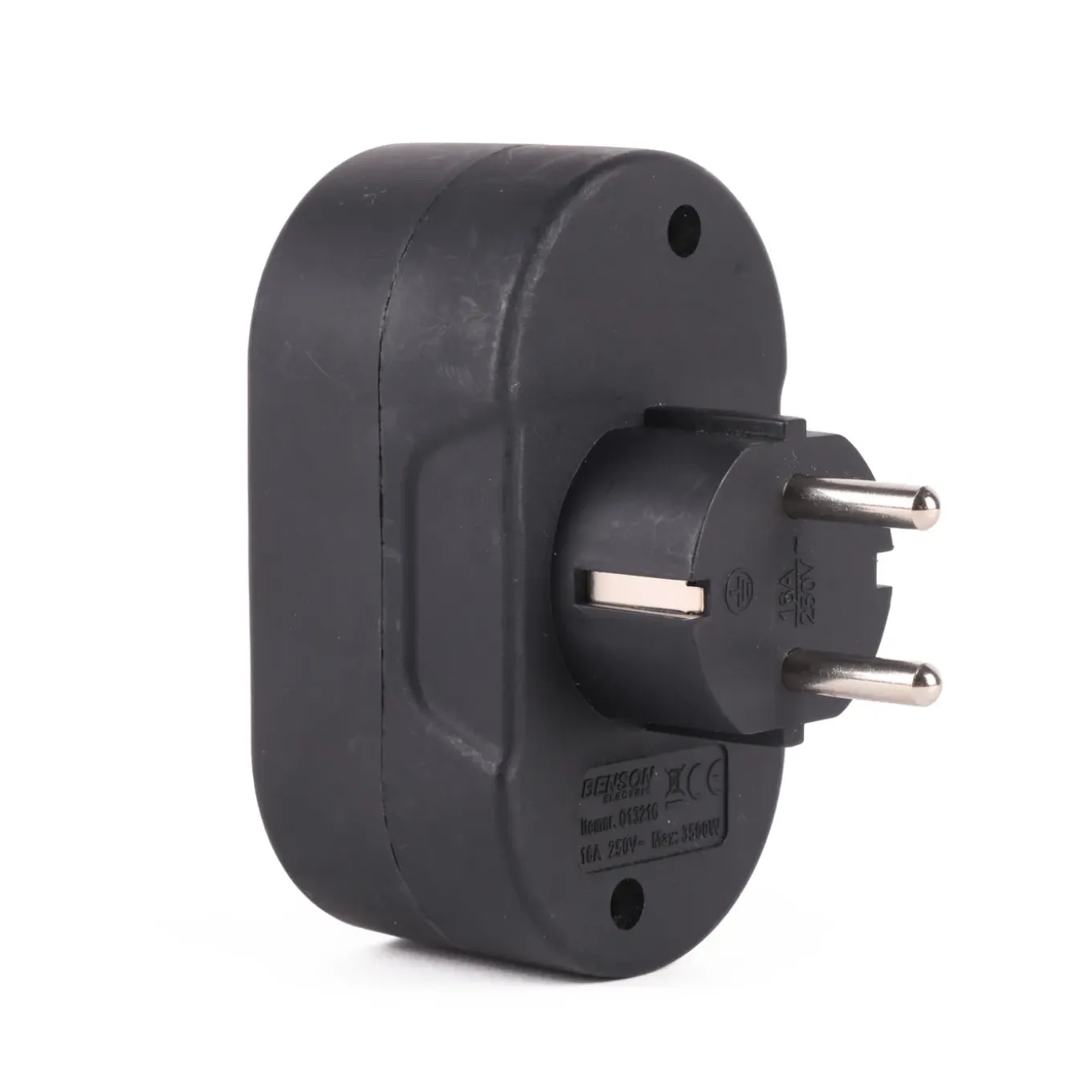 Benson Stopcontact Splitter - Randaarde - Zwart - Horizontaal