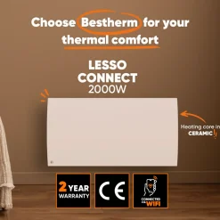 BESTHERM - Radiator - Keramische Inertieradiator - Wifi - Wandmontage - 2000w - Wit - Lesso Connect