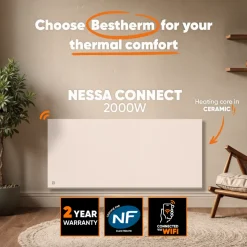 Bestherm - Radiator - Keramische Inertieradiator - Wifi - Wandmontage - 2000w - Wit - Nessa Connect