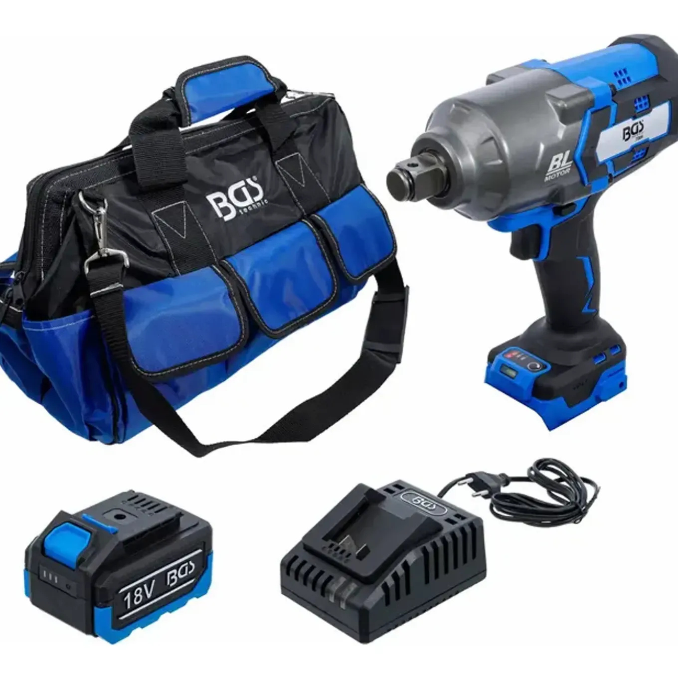 Bgs Accu Slagmoersleutelset - Borstelloos - 1200 Nm - 18 V - Met Accu En Snellader