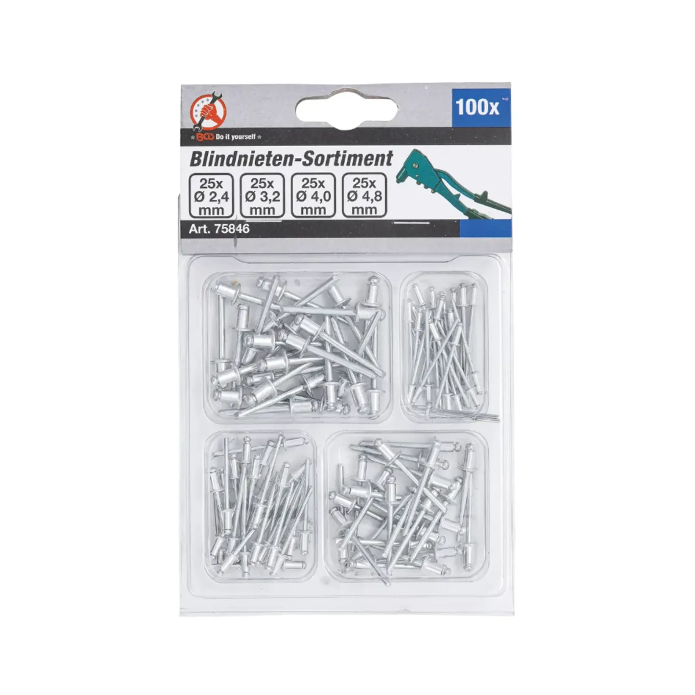 Bgs Assortiment Popnagels Ø 2,4 - 4,8 Mm (100 St) (bgs-75846)