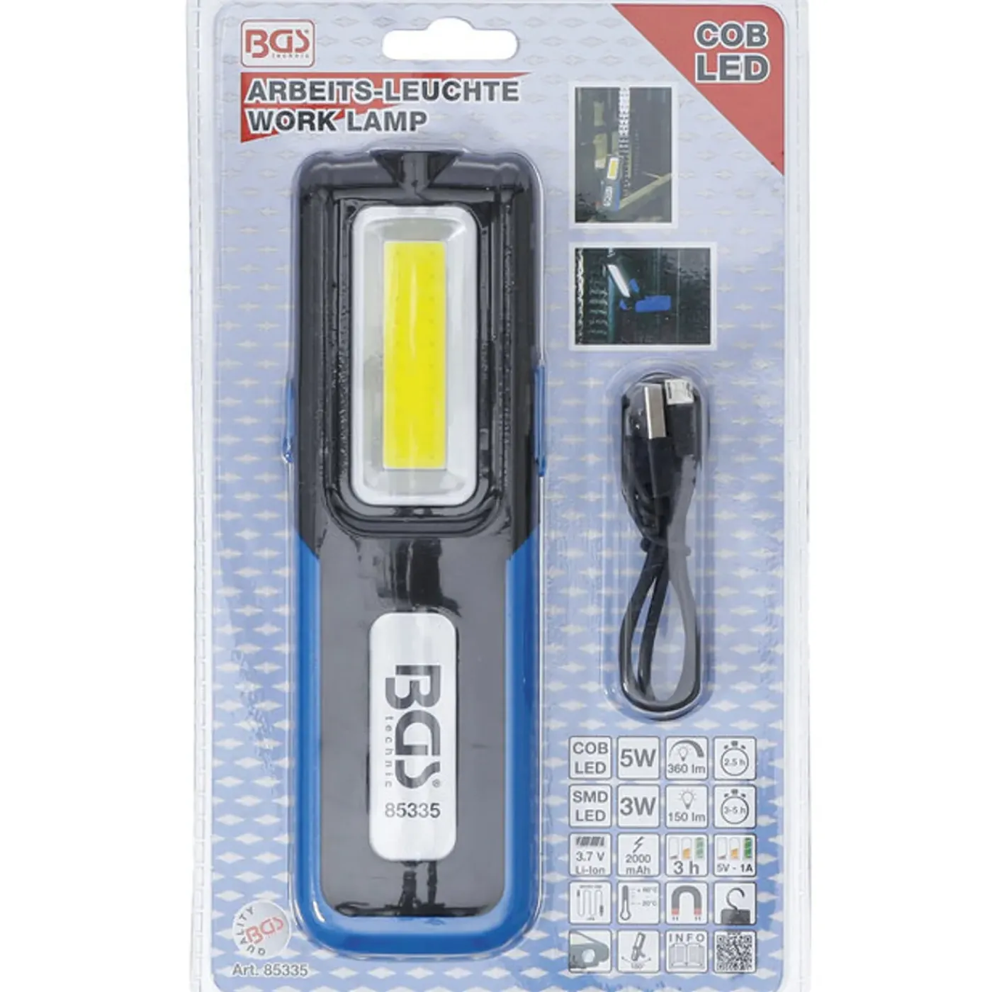 BGS technic Bgs Cob-led Werklamp Uitklapbaar