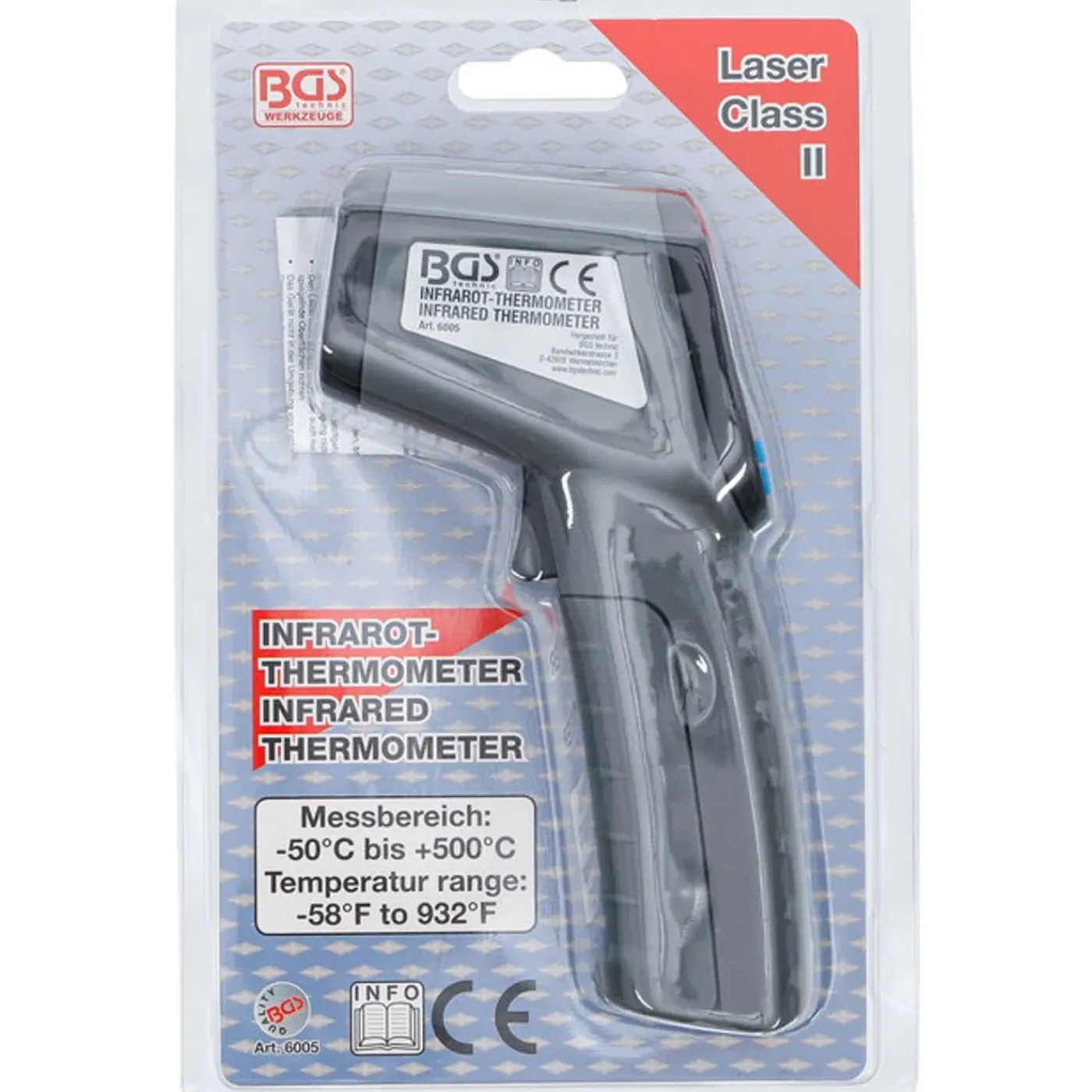 BGS technic Bgs Digitale Laserthermometer -50°c Tot +500°c