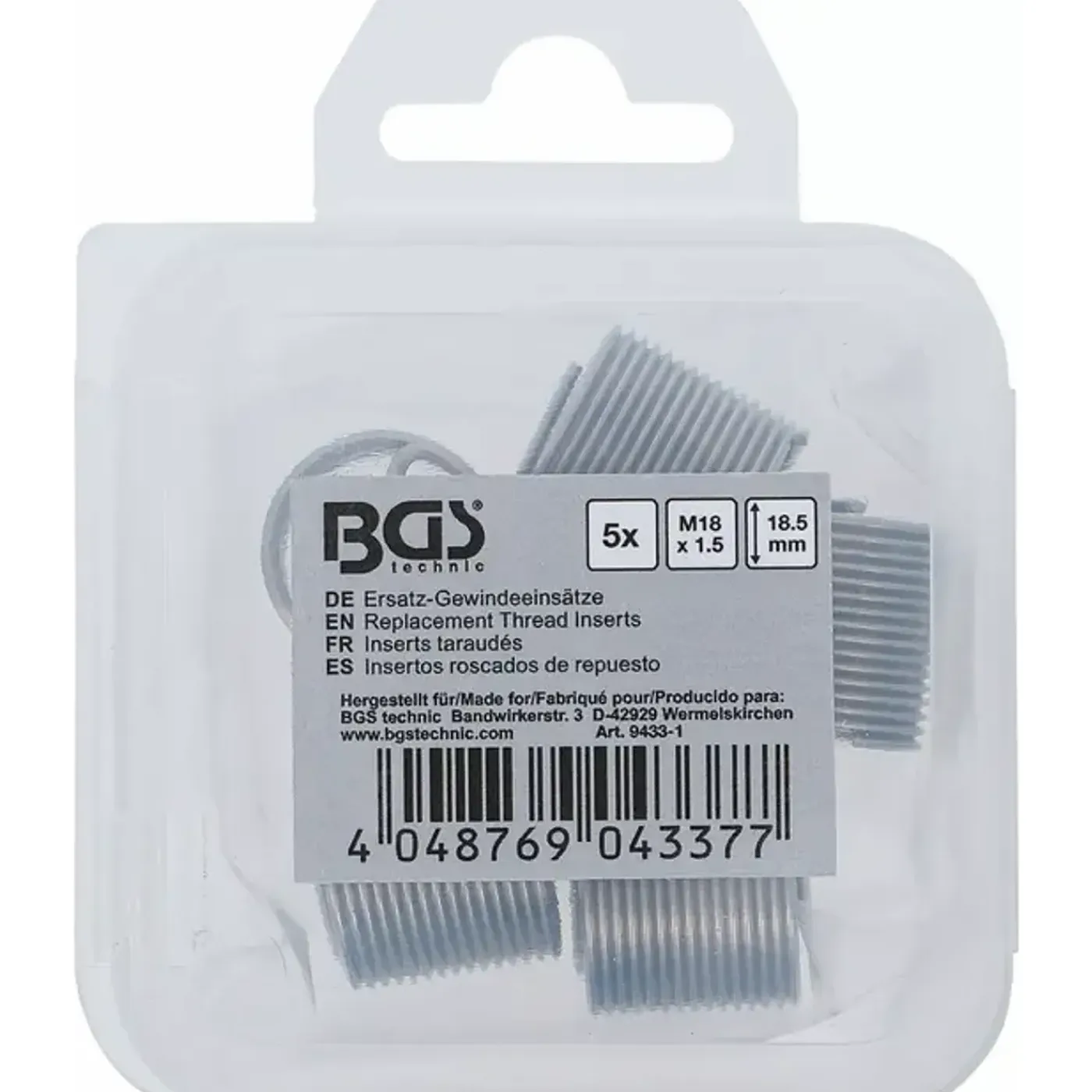 BGS technic Bgs Reserve Draadbussen - M18 X 1,5 Mm - 5 Delig