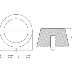 Bgs Rubberen Pad Voor Hefplatforms Diam. 105 Mm