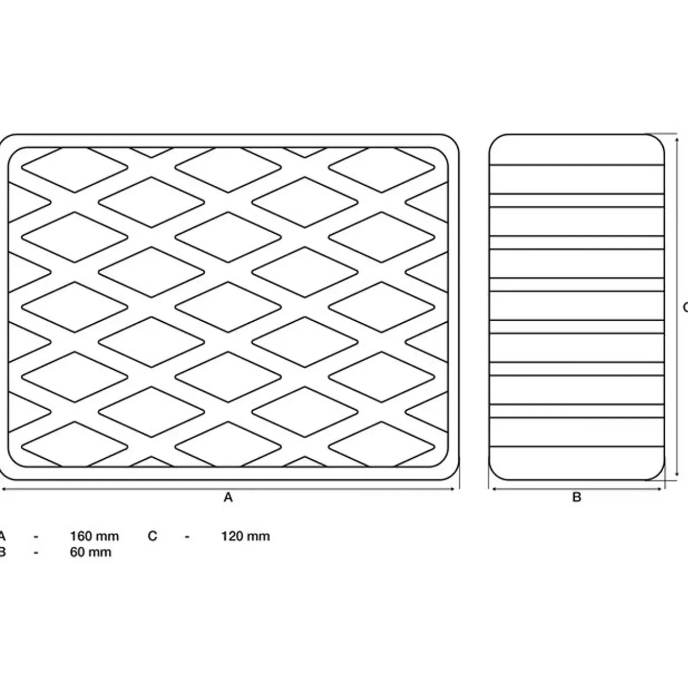 Bgs Rubberen Pad Voor Hefplatforms 160 X 120 X 60 Mm