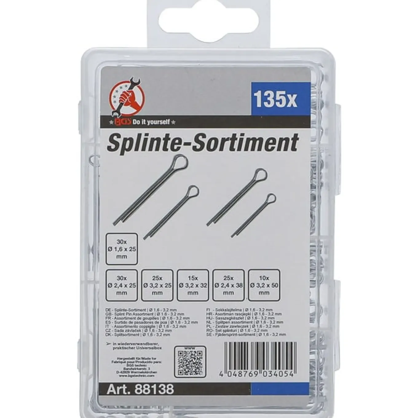 Bgs Splitpen Assortiment Diam. 1,6 - 3,2 Mm 135 Delig