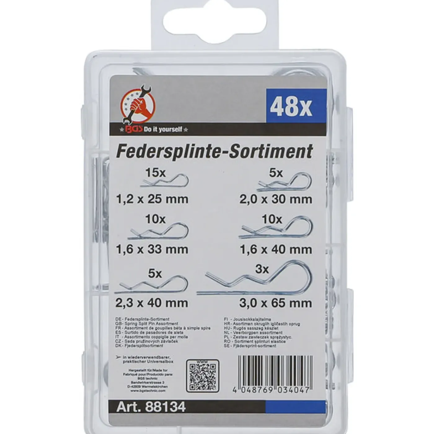BGS Do it yourself Bgs Veerborgpen Assortiment Diam. 1,2 - 3,0 Mm 48 Delig