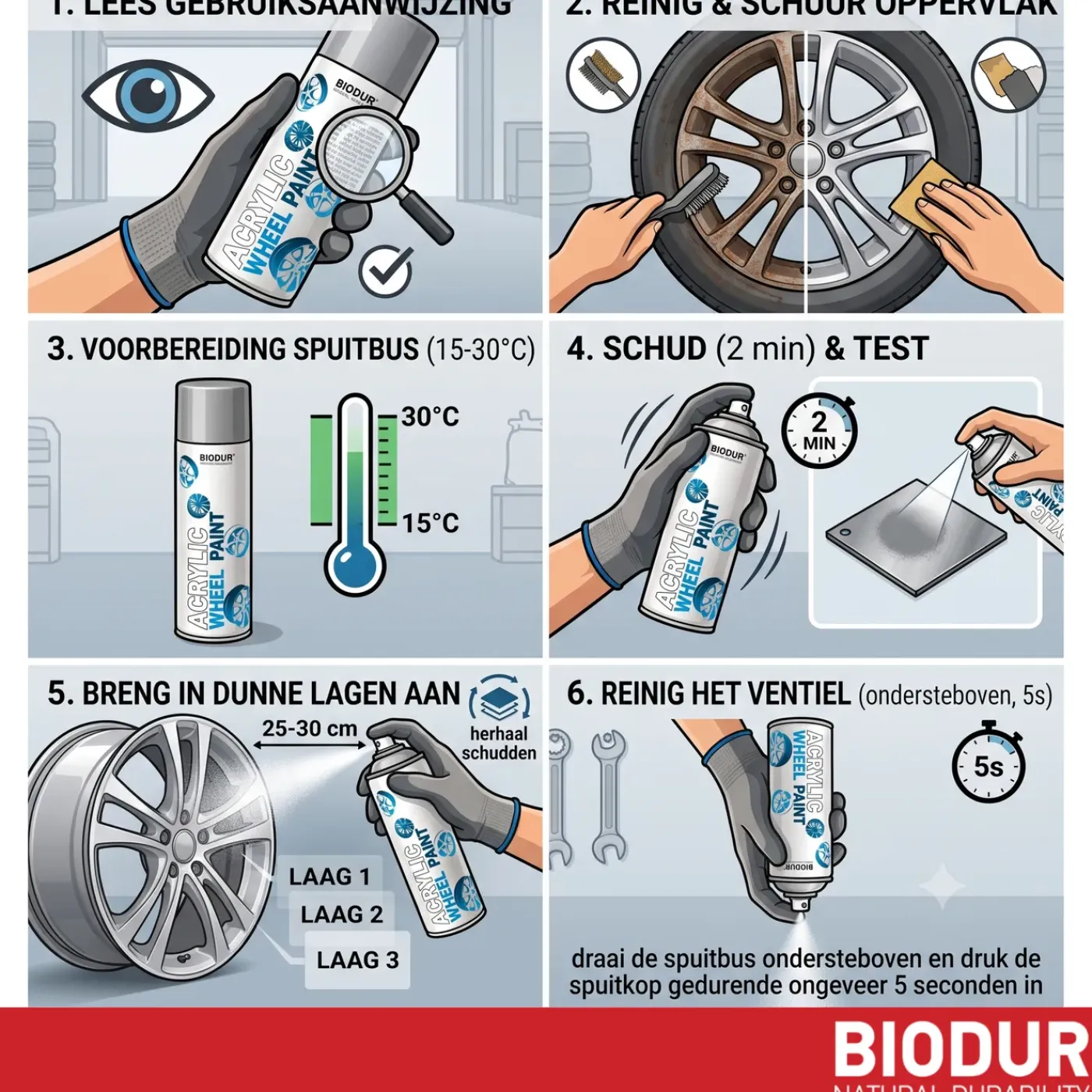 BIODUR Velgenlak Metallic Zilver Acryl Spuitbus 500ml - Slijtvast & Weersbestendig