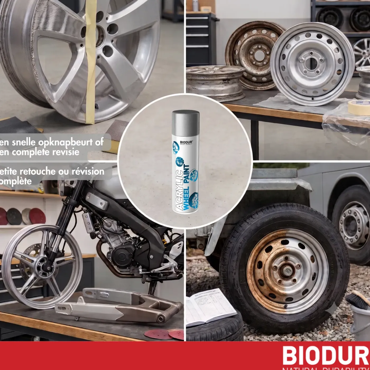 BIODUR Velgenlak Metallic Zilver Acryl Spuitbus 500ml - Slijtvast & Weersbestendig