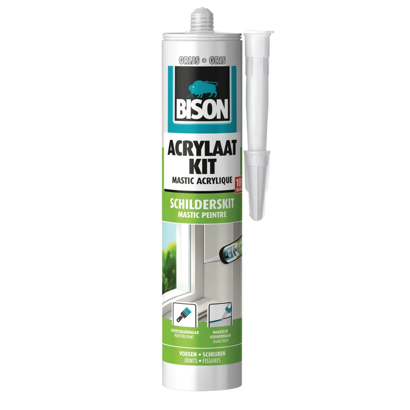 Bison acrylaatkit universeel grijs 300ml