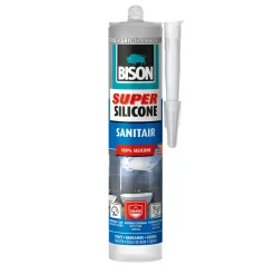 Bison siliconenkit super silicone sanitair grijs transparant 300ml