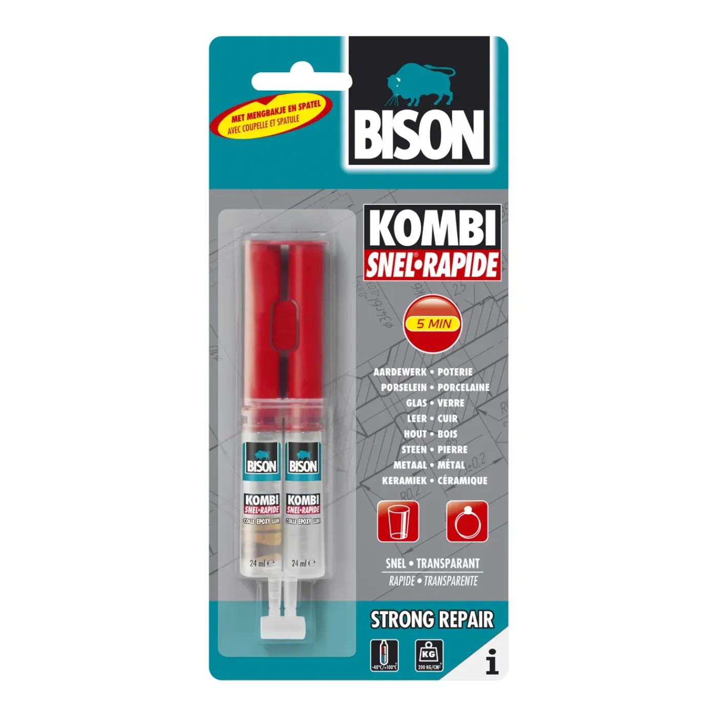 Bison universele epoxylijm Kombi Snel 24ml