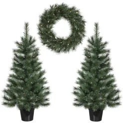 Black Box Trees Glendon 2 Kerstbomen En 1 Krans - Verlicht
