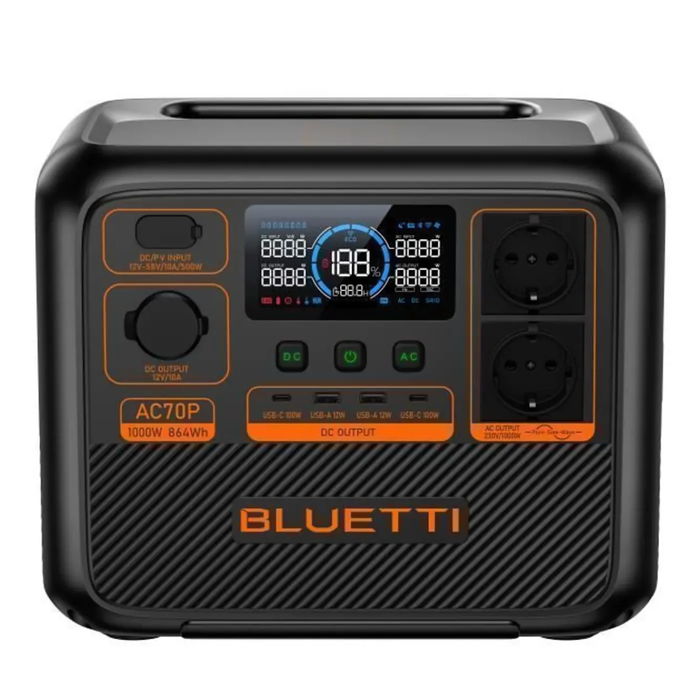 BLUETTI AC70P elektrische generator met PV200 zonnepaneel