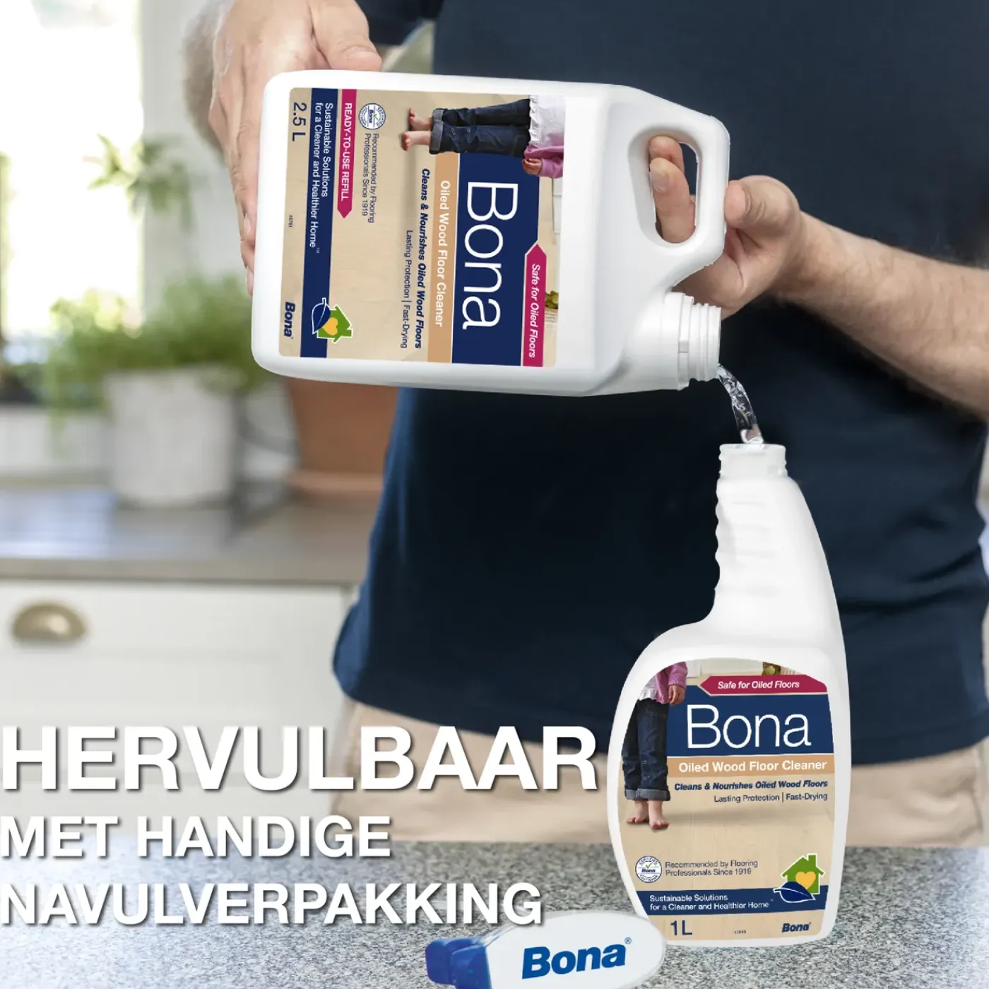 Bona Geoliede Houten Vloer Reiniger Spray - 2 x 1 Liter Multipack - Parketreiniger